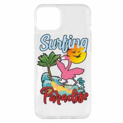 Чехол для iPhone 14 Plus Surfing Paradise Flamingo - PrintSalon