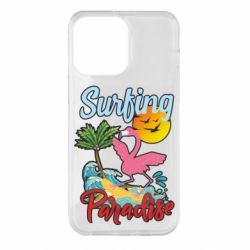 Чехол для iPhone 14 Pro Max Surfing Paradise Flamingo - PrintSalon