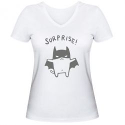 Женская футболка с V-образным вырезом Surprise! - PrintSalon