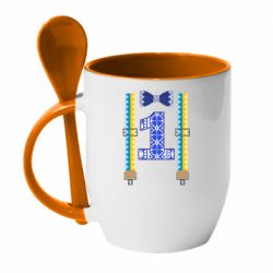 Кружка с керамической ложкой Первоклассник - PrintSalon