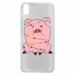 Чехол для Xiaomi Redmi 7A Свинья обмотанная гирляндой - PrintSalon