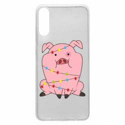 Чохол для Samsung A70 Свиня обмотана гірляндою