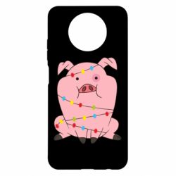 Чехол для Xiaomi Redmi Note 9 5G/Redmi Note 9T Свинья обмотанная гирляндой-PrintSalon Чехол для Xiaomi Redmi Note 9 5G/Redmi Note 9T Свинья обмотанная гирляндой