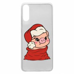 Чохол для Samsung A70 Свиня в новорічному мішку
