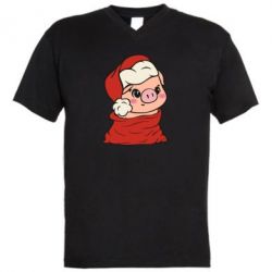 Чоловіча футболка з V-подібним вирізом Свиня в новорічному мішку - PrintSalon