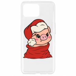 Чехол для Oppo Reno 4 Lite Свинья в новогоднем мешке