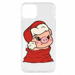 Чохол для iPhone 14 Plus Свиня в новорічному мішку - PrintSalon
