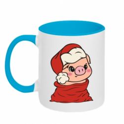 Чашка двокольорова Свиня в новорічному мішку