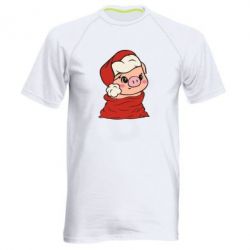 Чоловіча футболка для спорту Свиня в новорічному мішку - PrintSalon