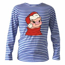 Тельняшка с длинным рукавом Свинья в новогоднем мешке