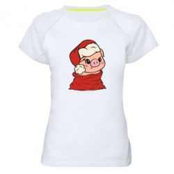 Жіноча футболка для спорту Свиня в новорічному мішку - PrintSalon