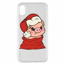 Чохол для iPhone X/Xs Свиня в новорічному мішку - PrintSalon