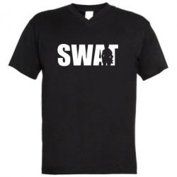 Мужская футболка  с V-образным вырезом SWAT - PrintSalon
