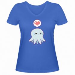 Женская футболка с V-образным вырезом Sweet Octopus - PrintSalon