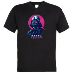 Мужская футболка  с V-образным вырезом Synthwave Darth Vader - PrintSalon