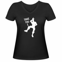 Женская футболка с V-образным вырезом Take L - PrintSalon