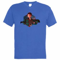 Мужская футболка  с V-образным вырезом Танджиро Камадо - PrintSalon