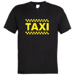 Мужская футболка  с V-образным вырезом TAXI - PrintSalon