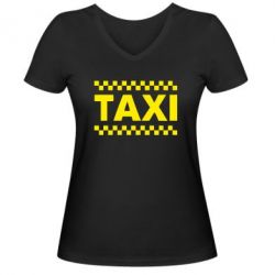 Женская футболка с V-образным вырезом TAXI - PrintSalon