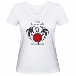 Женская футболка с V-образным вырезом Team Targaryen - PrintSalon