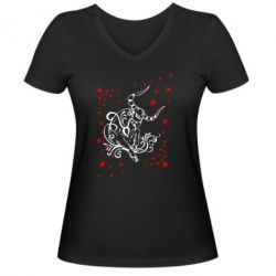 Женская футболка с V-образным вырезом Телец - PrintSalon