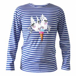 Тельняшка с длинным рукавом Ahegao girl eating ice cream - PrintSalon