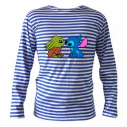 Тельняшка с длинным рукавом Baby Yoda And Stitch - PrintSalon