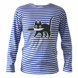 Тельняшка с длинным рукавом Cat with a knife - PrintSalon