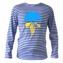 Тельняшка с длинным рукавом Череп желто - голубой - PrintSalon
