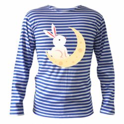 Тельняшка с длинным рукавом Cute rabbit on the moon - PrintSalon