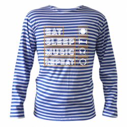 Тельняшка с длинным рукавом Eat sleep dj repeat. - PrintSalon