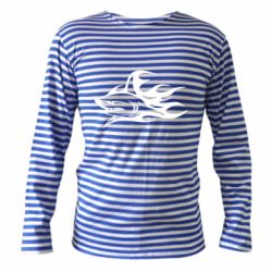 Тельняшка с длинным рукавом Flaming shark - PrintSalon