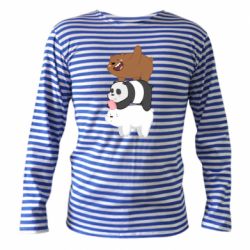 Тельняшка с длинным рукавом Гризли Панда и Белый - PrintSalon
