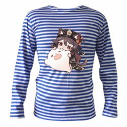 Тельняшка с длинным рукавом Hu Tao cat - PrintSalon