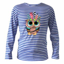 Тельняшка с длинным рукавом Little owl with feathers - PrintSalon