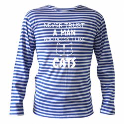 Тельняшка с длинным рукавом Не любит котов - не доверяй - PrintSalon