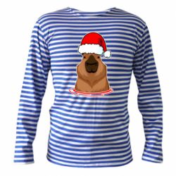 Тельняшка с длинным рукавом Новогодняя капибара - PrintSalon