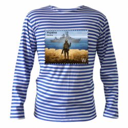Тельняшка с длинным рукавом русский корабль иди на@ - PrintSalon