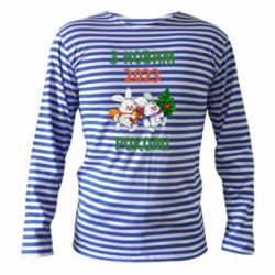 Тельняшка с длинным рукавом С новым годом. Зайцы - PrintSalon