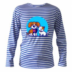 Тельняшка с длинным рукавом Собачка и котик - PrintSalon