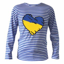 Тельняшка с длинным рукавом Украина сердце с царапинами - PrintSalon