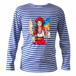 Тельняшка с длинным рукавом Украинская девушка в венку - PrintSalon