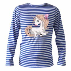 Тельняшка с длинным рукавом Unicorn with bow tie - PrintSalon