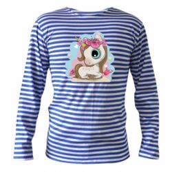 Тельняшка с длинным рукавом Unicorn with flowers - PrintSalon