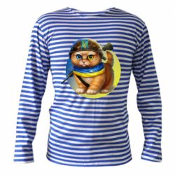 Тельняшка с длинным рукавом Военный котик - PrintSalon