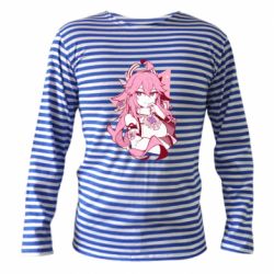 Тельняшка с длинным рукавом Yae Miko portrait - PrintSalon