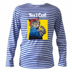 Тельняшка с длинным рукавом Yes I Cat - PrintSalon