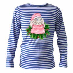 Тельняшка с длинным рукавом Заяц Новогодний - PrintSalon