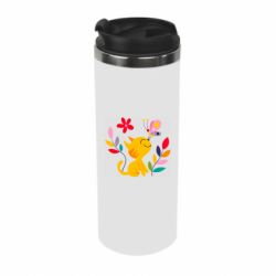 Термокружка Cat, Flowers and Butterfly - PrintSalon