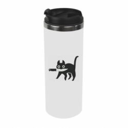 Термокружка Cat with a knife - PrintSalon